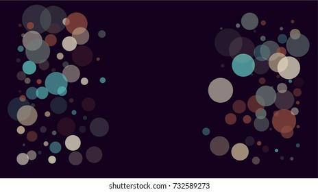 Festive Party Lights or Falling Snow Transparent Confetti. New Year, Christmas Celebration Holiday Background. Transparent Bokeh, Falling Snow,Shining Frame, Festive Party Lights. Faded Blue, Yellow.