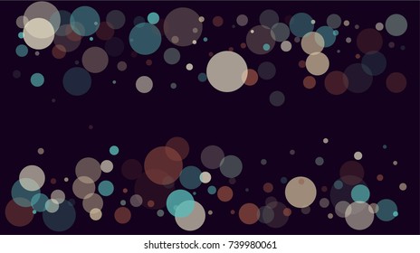 Festive Party Lights or Falling Snow Transparent Confetti. New Year, Christmas Celebration Holiday Background. Transparent Bokeh, Falling Snow,Shining Frame, Festive Party Lights. Faded Blue, Yellow.