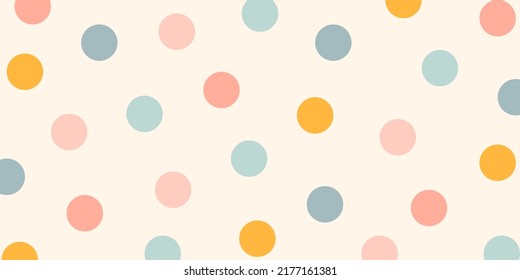 Festive pastel spotted vector horizontal panoramic template background. Chaotic colorful spots, circles. Abstract backdrop layout for promo card, banner.