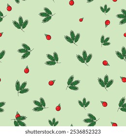 Padrão festivo com bolas de Natal, fundo sem costura para presentes de férias, embalagem e textiles.Vetor ilustração, decoração de Natal itens design de padrão sem costura, elementos de feriado chibi