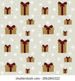 Festive pattern for Christmas and New Year holidays. With different gift boxes. Vector illustration