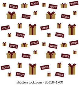 Festive pattern for Christmas and New Year holidays. With different gift boxes. Vector illustration