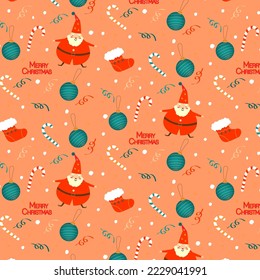 Festive pattern for Christmas and New Year. Soft pink background and Christmas attributes