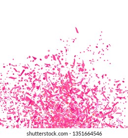 Festive pattern with confetti on white. Holiday texture from glitters. Luxury colored frame. Print for banners