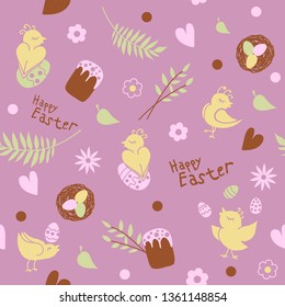 
Festive pattern for Easter with chickens