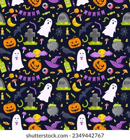 Festive pattern. Halloween. Seamless pattern, vector illustration
