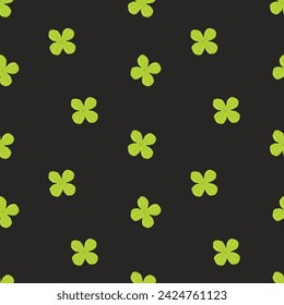 Festive pattern for St. Patrick's Day with cute green clover. Hand drawn flat cartoon elements. Vector illustration
