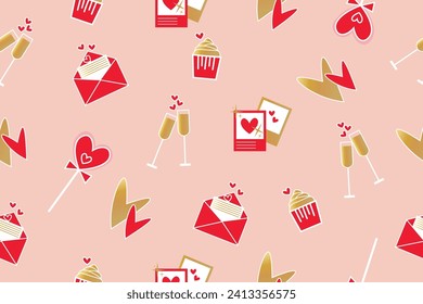 Festive pattern for Valentine's Day on pink background