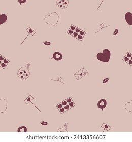Festive pattern for Valentine's Day on pink background