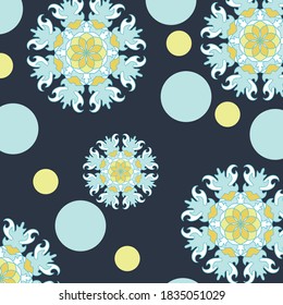 Festive patterned background in crema blue and dark gray tones