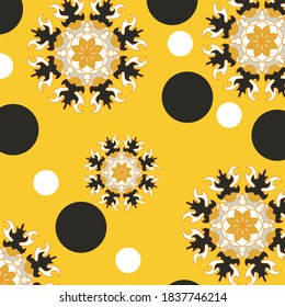 Festive patterned background in crema yellow,black and white tones