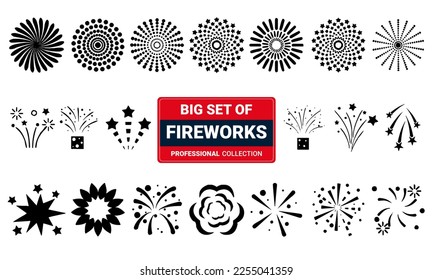 Festive patterned firework bursting in various shapes sparkling pictograms set against a checkered background