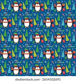 Festive Penguin Christmas Wrapping Paper