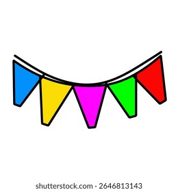 Festive pennants hang decoratively bright party event celebration illustration