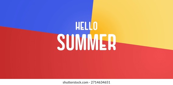 Festive perspective abstract design in red, blue, and yellow for a cheerful summer concept. Perfect for web headers, holiday greeting cards, sales posters.