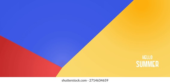 Festive perspective abstract design in red, blue, and yellow for a cheerful summer concept. Perfect for web headers, holiday greeting cards, sales posters.