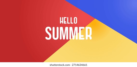 Festive perspective abstract design in red, blue, and yellow for a cheerful summer concept. Perfect for web headers, holiday greeting cards, sales posters.