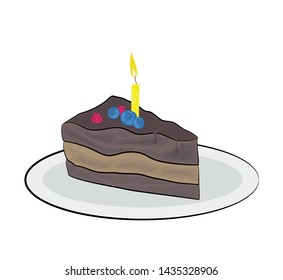 a festive piece of cake on a plate. vector illustration.