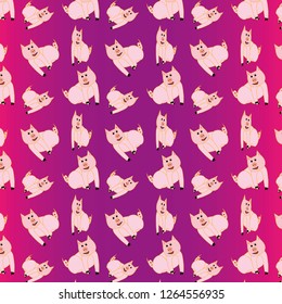 Festive pig and funny pigs for gift packaging