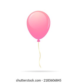 Festive pink balloon. 3 D. Vector illustration.