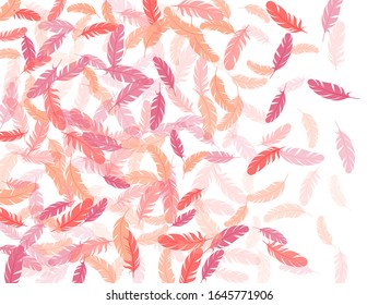 Festividad rosa flamingo plumas de fondo vectorial. Diseño vectorial suave de los elementos de plumas. Decoración de plumelet de carnaval. Decoración moderna de plumage de la ducha de moda.
