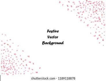 Festive pink rectangle confetti background. Abstract frame confetti texture for holiday, postcard, poster, website, carnival, birthday, children's parties. Cover confetti mock-up. Wedding card layout