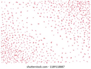 Festive pink rectangle confetti background. Abstract frame confetti texture for holiday, postcard, poster, website, carnival, birthday, children's parties. Cover confetti mock-up. Wedding card layout