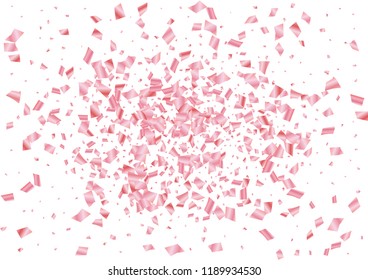 Festive pink rectangle confetti background. Abstract frame confetti texture for holiday, postcard, poster, website, carnival, birthday, children's parties. Cover confetti mock-up. Wedding card layout