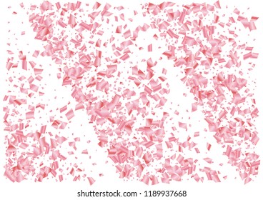 Festive pink rectangle confetti background. Abstract frame confetti texture for holiday, postcard, poster, website, carnival, birthday, children's parties. Cover confetti mock-up. Wedding card layout