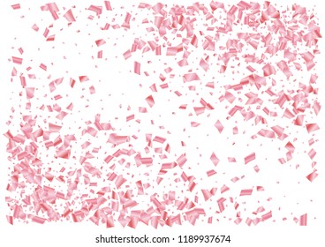 Festive pink rectangle confetti background. Abstract frame confetti texture for holiday, postcard, poster, website, carnival, birthday, children's parties. Cover confetti mock-up. Wedding card layout