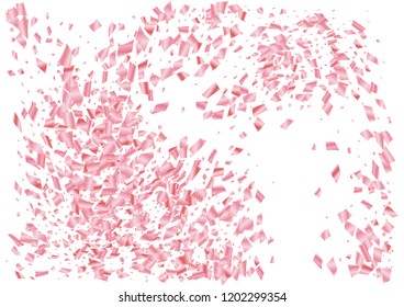 Festive pink rectangle confetti background. Abstract frame confetti texture for holiday, postcard, poster, website, carnival, birthday, children's parties. Cover confetti mock-up. Wedding card layout