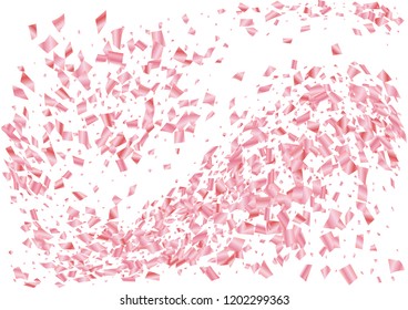Festive pink rectangle confetti background. Abstract frame confetti texture for holiday, postcard, poster, website, carnival, birthday, children's parties. Cover confetti mock-up. Wedding card layout