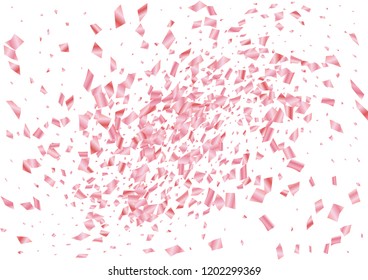 Festive pink rectangle confetti background. Abstract frame confetti texture for holiday, postcard, poster, website, carnival, birthday, children's parties. Cover confetti mock-up. Wedding card layout