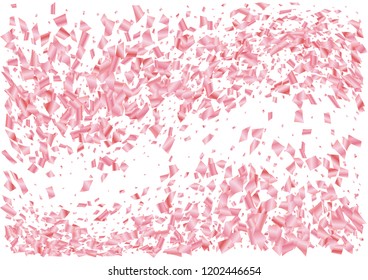 Festive pink rectangle confetti background. Abstract frame confetti texture for holiday, postcard, poster, website, carnival, birthday, children's parties. Cover confetti mock-up. Wedding card layout