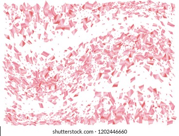 Festive pink rectangle confetti background. Abstract frame confetti texture for holiday, postcard, poster, website, carnival, birthday, children's parties. Cover confetti mock-up. Wedding card layout