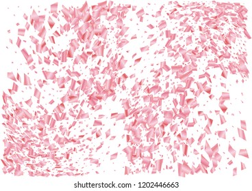 Festive pink rectangle confetti background. Abstract frame confetti texture for holiday, postcard, poster, website, carnival, birthday, children's parties. Cover confetti mock-up. Wedding card layout