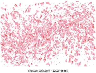 Festive pink rectangle confetti background. Abstract frame confetti texture for holiday, postcard, poster, website, carnival, birthday, children's parties. Cover confetti mock-up. Wedding card layout