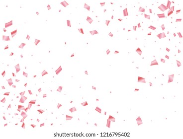 Festive pink rectangle confetti background. Abstract frame confetti texture for holiday, postcard, poster, website, carnival, birthday, children's parties. Cover confetti mock-up. Wedding card layout