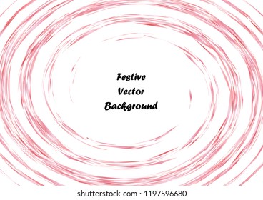 Festive pink round line background. Abstract twisted frame linen texture for holiday, postcard, poster, website, carnival, birthday, children's party. Spiral line cover mock-up. Wedding card layout