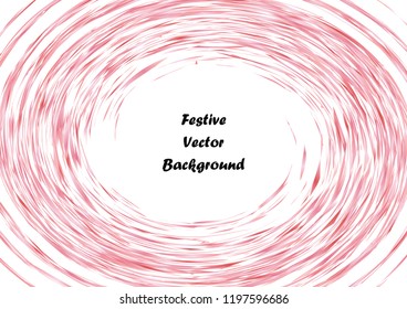 Festive pink round line background. Abstract twisted frame linen texture for holiday, postcard, poster, website, carnival, birthday, children's party. Spiral line cover mock-up. Wedding card layout