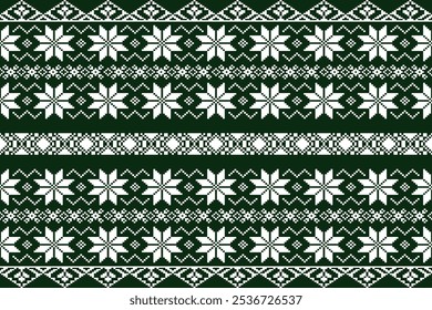 Festive Pixel Art Fabric Design Geometric Shapes in Vibrant Colors for Christmas.Ideal for Scarves, Blankets, Tablecloths, Rugs, Clothing, and Decoration ,ethnic pattern