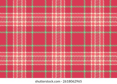 Patrón de cuadros festivos. Diseño tradicional escocés de tartán sin costuras en rojo, crema y verde. Ideal para fondos, textiles o proyectos de temporada.