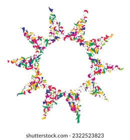 Festive Polka Falling Vector White Background. Saturated Decoration Fraction Texture. Colorful Splash Top Wallpaper. Spectacular Rain Celebrate Design.