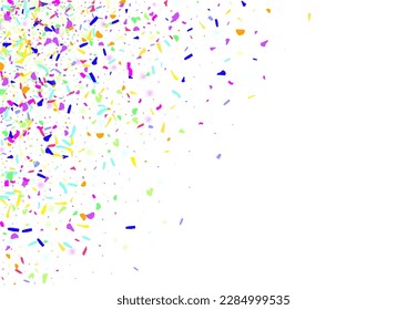 Festlicher Polka-transparenter, Vektorweißer Hintergrund. Trendy Flying Dot Banner. Farbenfrohe Staubsauger-Hintergrund. Fröhliches Powder Festivals Muster.