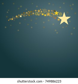 Festive poster Christmas background with copy space. Comet on blue