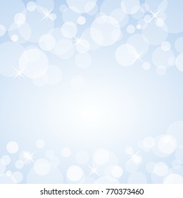 Festive poster Christmas blue background with copy space. balls blurred