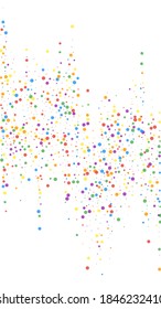 Festive powerful confetti. Celebration stars. Colorful confetti on white background. Fresh festive overlay template. Vertical vector background.