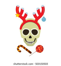 Festive print on Halloween or Christmas.
card in a flat style isolation on a white background. Used only