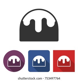 Festive pudding icon in different variants with long shadow