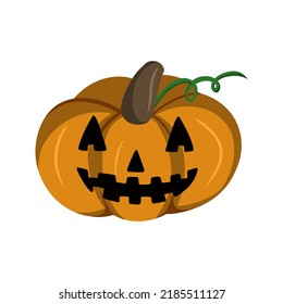 Festive pumpkin character, Joyful laughter, Cute pumpkin laughing on Halloween in cartoon , vector illustration in flat style